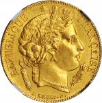 FRANCE. 20 Franc, 1851-A. Paris Mint. NGC MS-65.