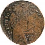 1787 Fugio Cent. Pointed Rays. Newman 8-X, W-6750. Rarity-3. STATES UNITED, 4 Cinquefoils--Double St