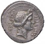 Roman coins Republic. Cesare - Denario (49-44 a.C.) Testa di Cerere a d. - R/ Strumenti sacrificali 