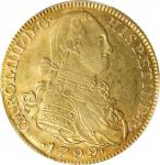 COLOMBIA. 8 Escudos, 1799-NR JJ. Nuevo Reino (Bogota) Mint. Charles IV. PCGS AU-55.