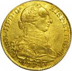 COLOMBIA. 1774-VJ 8 Escudos. Santa Fe de Nuevo Reino (Bogotá) mint. Carlos III (1759-1788). Restrepo
