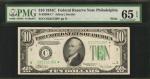 Fr. 2008-C*. 1934C $10  Federal Reserve Star Note. Wide. Philadelphia. PMG Gem Uncirculated 65 EPQ.