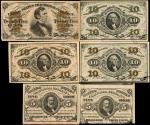 Lot of (6) Third Issue Fractional Currency. Very Fine to Uncirculated.