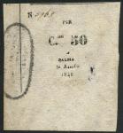 Assedio di Palmanova, 50 centismi (2), 1848, serial numbers 5422 and 5968, manuscript black text on 