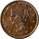 1840 Braided Hair Cent. N-6. Rarity-1. Large Date. MS-64 BN (PCGS).