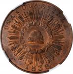 MEXICO. Copper 1/4 Real (Quartilla) Pattern, 1836. Struck at the Soho Mint, By John Sherriff. NGC PR