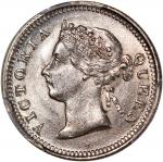 1900H香港维多利亚五仙，PCGS AU58，#45695692. Hong Kong, silver 5 cents, 1900-H, Heaton mint, Victoria on obver