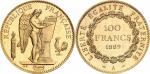 IIIe République (1870-1940). 100 francs or 1889 A, Paris, épreuve sur flan bruni frappée à l’occasio