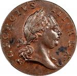 1773 Virginia Halfpenny. Newman 13-V, W-1640. Rarity-7. No Period After GEORGIVS, 8 Harp Strings. MS