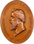 1877 Rutherford B. Hayes Indian Peace Medal. Oval. Bronze. Julian IP-43, Prucha-54. MS-67 BN (NGC).