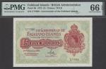 Government of the Falkland Islands, £5, 30th January 1975, serial number C77990, (Pick 9b, BNB 214b)