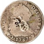 BOLIVIA. 2 Reales, 1787-PTS PR. Potosi Mint. Charles III. PCGS Genuine--Chopmark, VG Details.