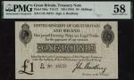 Treasury Series, John Bradbury, £1, ND (1914), serial number C/55 18373, (EPM T11.1, Pick 348a), in 
