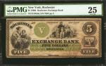 Rochester, New York. Rochester Exchange Bank. 1860s. $5. PMG Very Fine 25.