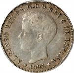 PUERTO RICO. 40 Centavos, 1896-PG V. Madrid Mint. Alfonso XIII. PCGS EF-40.
