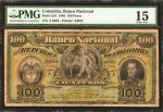 COLOMBIA. Banco Nacional. 100 Pesos, 1888. P-218. PMG Choice Fine 15.