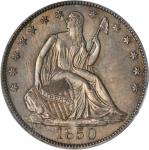 1850 Liberty Seated Half Dollar. WB-1. Rarity-4. Repunched Date. MS-64 (PCGS). CAC.