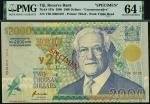 Reserve Bank of Fiji, millennium specimen 2000 dollars, year 2000, serial number Y2K 0000 097, green