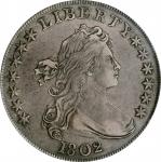 1802 Draped Bust Silver Dollar. BB-241, B-6. Rarity-1. Narrow Date. VF-30 (PCGS). CAC.