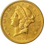 美国1904年20美元金币。