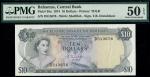 Bahamas Monetary Authority, $10, ND (1974), serial number D 513676, grey and lilac, Elizabeth II at 