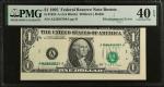 Fr. 1921-A. 1995 $1 Federal Reserve Note. Boston. PMG Extremely Fine 40 EPQ. Misalignment Error.