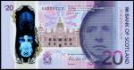 Bank of Scotland, £20 polymer issue, 1 June 2019, serial number AA 000123, purple, indigo and dark r