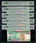 Singapore, $5, 1989, Sign. H.T.Tau (KNB28a;P-19) S/no. A/1 037636-640, PMG 64 (5pcs)1989年新加坡5元五连号