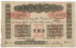 BANKNOTES,  纸钞,  INDIA,  印度, Government of India: Uniface 10-Rupees,  22 February 1918,  Calcutta,  