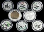 8 Silver commemorative coin from 1996 to 2002.6 X Panda motiveswith color applications ( always 7 g.