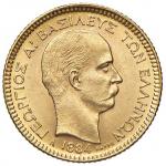 World coins and medals. GRECIA Giorgio I (1863-1913) 20 Dracme 1884 - KM 56 AU (g 6 45) Colpetto al 