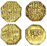 Assam, Raje&#347;vara Simha (1751-69), old jewellery imitations of octagonal gold Quarter-Mohurs (2)