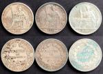 1910-1922年法属安南贸易银元3枚一组，包括1910，1921及1922年，曾于云南，广西，广东等地区流通，VF品相有氧化。
