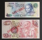 紙幣 Banknotes GHANA ガーナ Cedi 1976//2,5,10Cedis 1977 返品不可 要下見 Sold as is No returns UNC
