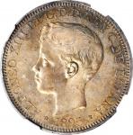 PUERTO RICO. Peso, 1895-PG V. Madrid Mint. Alfonso XIII. NGC MS-63.
