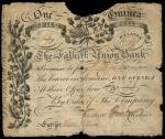 Falkirk Union Bank, 1 guinea, 1811, serial number 36/73, black and white, roses and ribbon top centr