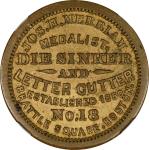 Massachusetts--Boston. 1863 Joseph H. Merriam. Fuld-115E-2b. Rarity-6. Brass. Plain Edge. MS-64 (NGC