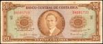 COSTA RICA. Banco Central de Costa Rica. 20 Colones, June 30, 1970. P-231. Very Fine.