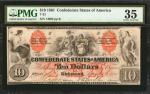 T-22. Confederate Currency. 1861 $10. PMG Choice Very Fine 35.