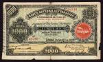 x Banco Nacional Ultramarino, Mozambique 1000 Reis, 1 March 1909, serial number 48740, black on gree
