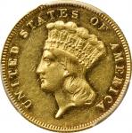 1869 Three-Dollar Gold Piece. AU-53 (PCGS).