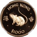 Hong Kong, gold proof $1000, 1984, Lunar Series, Year of the Rat, AGW 14.6g (0.47oz),NGC PF69 Ultra 