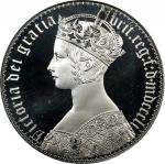 1851年澳大利亚后铸英女皇壹圆锡币。AUSTRALIA. Tin Fantasy "Gothic" Crown, "1851". Victoria. PCGS PROOF-67 Cameo.