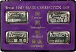 1969 Engelhard London British Hallmark Collection. Set of (4) 100 gram .999 fine Silver Ingots.