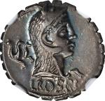 ROMAN REPUBLIC. L. Roscius Fabatus. AR Denarius Serratus (3.91 gms), Rome Mint, 59 B.C.
