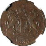 MALAYA. British East India Company. Copper Keping Token, AH 1411/1835. NGC AU-50.