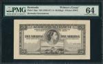 Bermuda Government, uniface die proof for 5/-, ND (1952), no signatures or serial numbers, black and