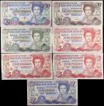 FALKLAND ISLANDS. Lot of (7). The Government of the Falkland Islands. 1, 5, 10, 20 & 50 Pounds, 1983