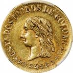 COLOMBIA. Gold Peso, 1863-M. Medellin Mint. PCGS EF-45.
