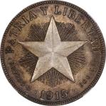 CUBA. Peso, 1915. Philadelphia Mint. NGC AU-58.